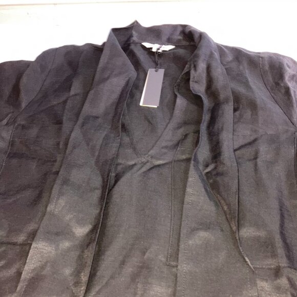 Banana Republic Black VISCOSE-LINEN TIE-NECK TOP nwt Sz M 742618 - Picture 2 of 9